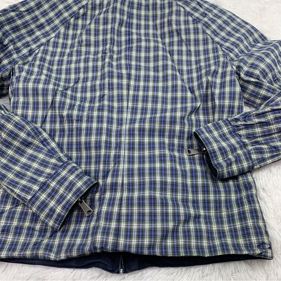 Fossil men reversible mock neck plaid jacket full zip navy blue pockets - Picture 10 of 12